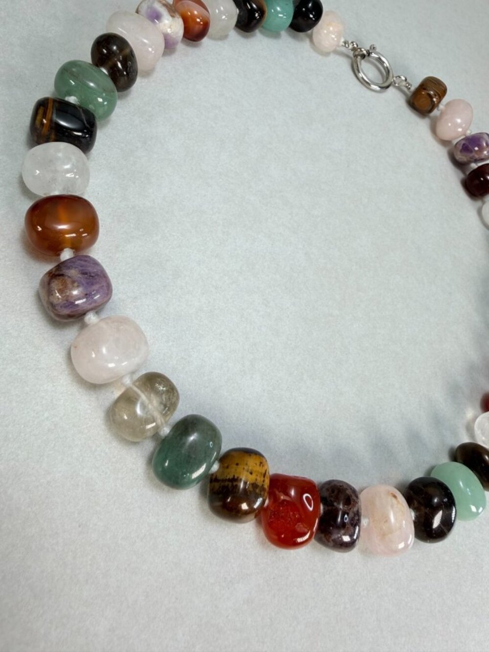 Natural Gemstone Nugget Necklace Multi Stone Quartz Agate Aventurine - Picture 7 of 9